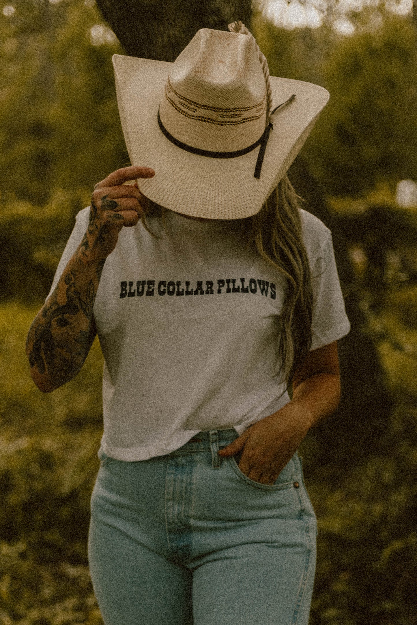 Blue Collar Pillows Crop Tee