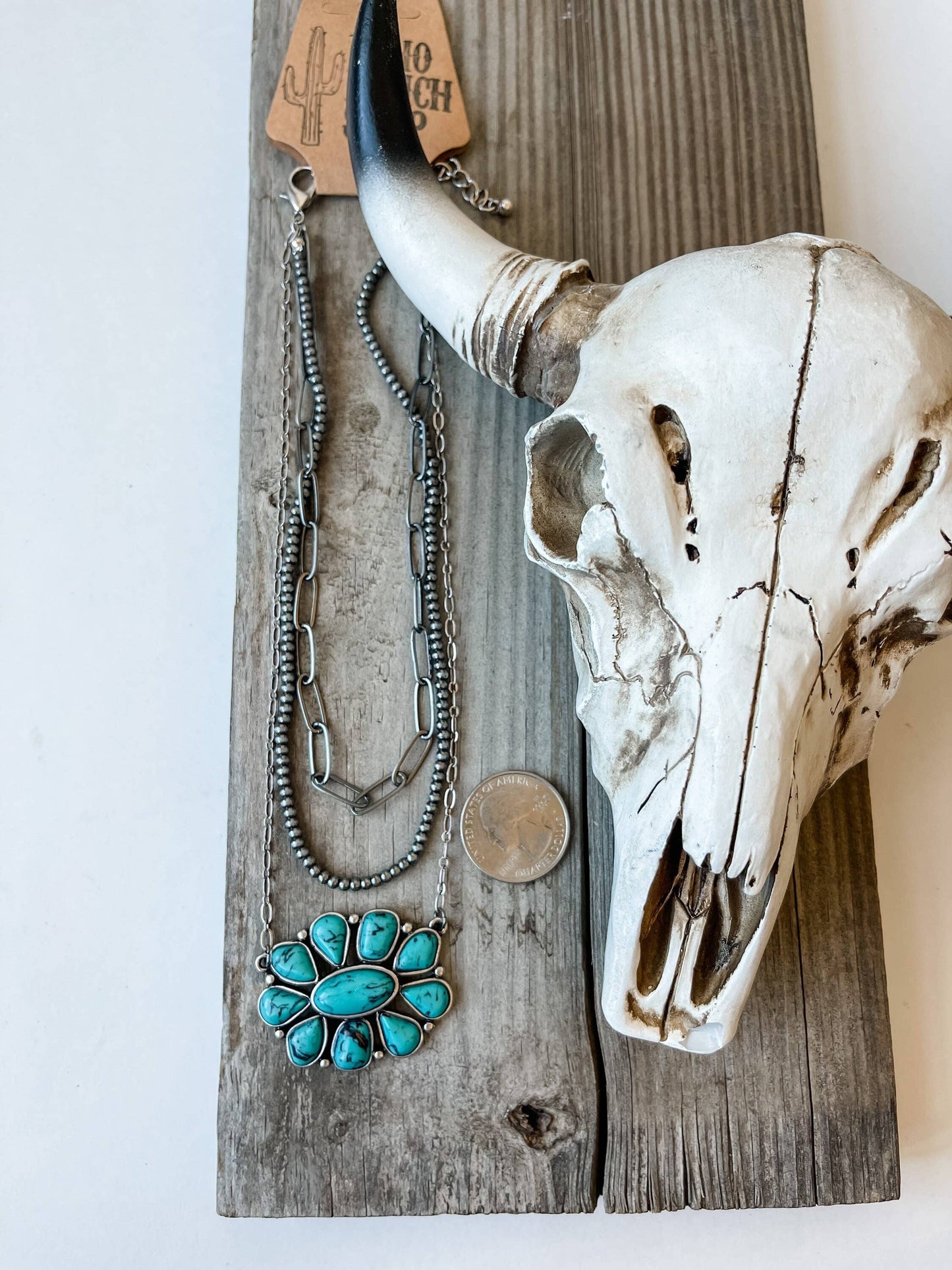 Western Layered Concho Pendant Necklace Choker