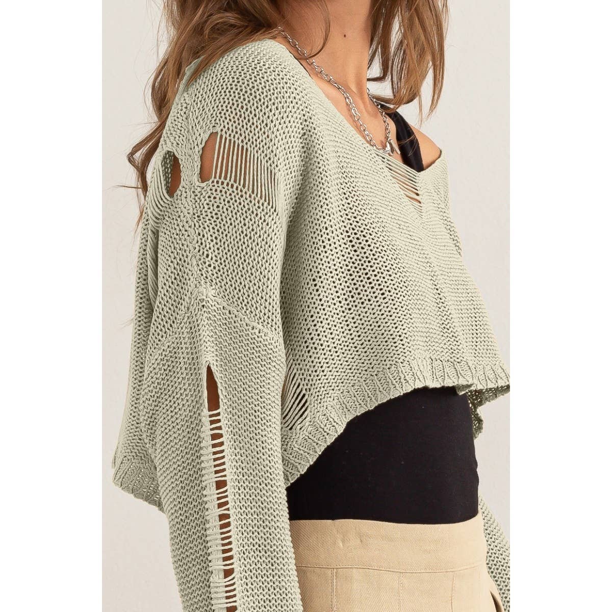 Leah's Distressed Crop Top