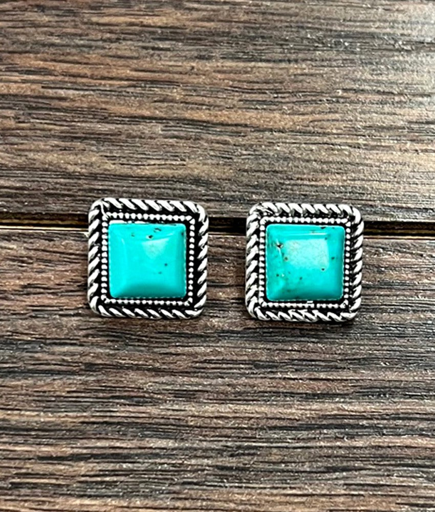 Turquoise Square Stud Earrings