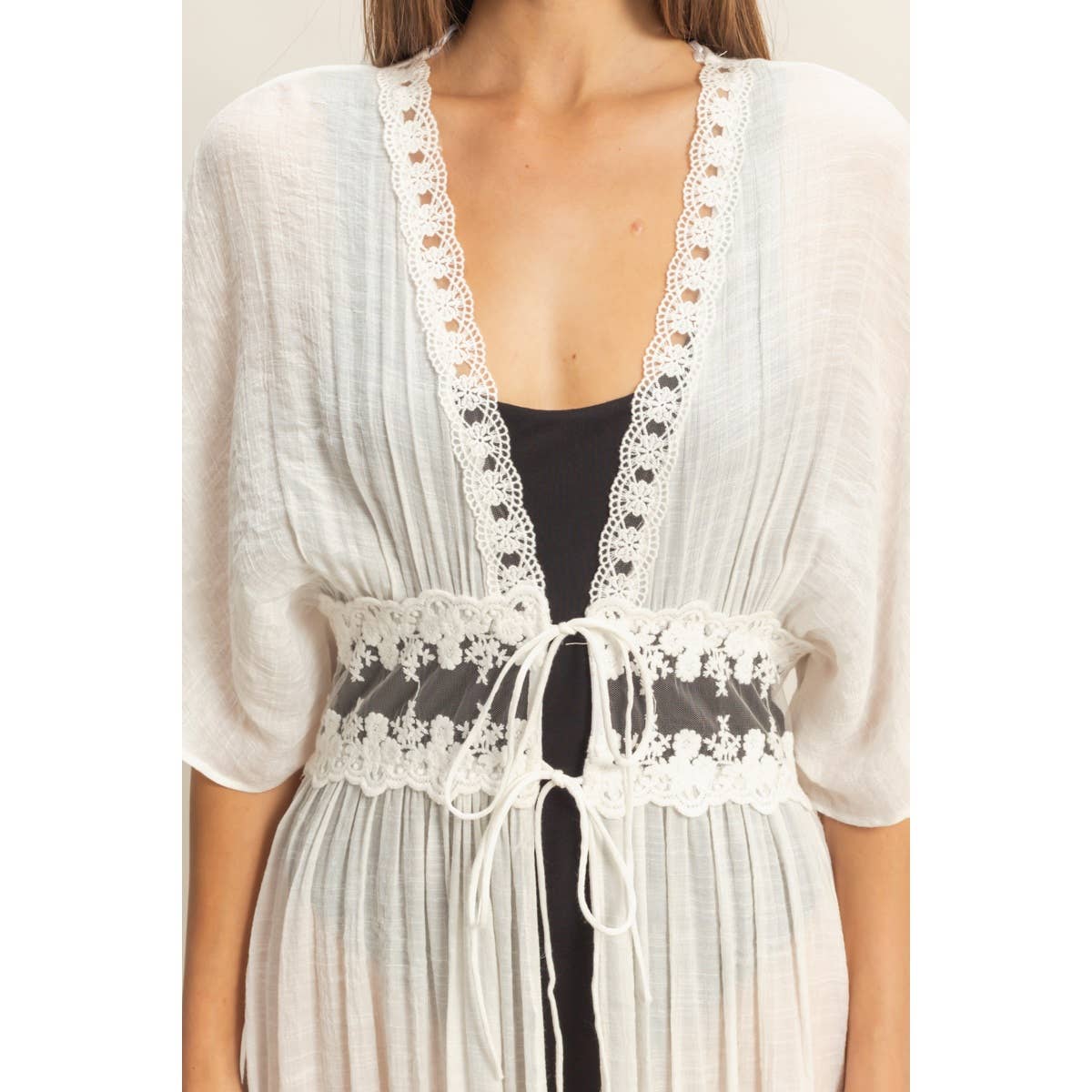 Boho Breeze Lace Long Duster