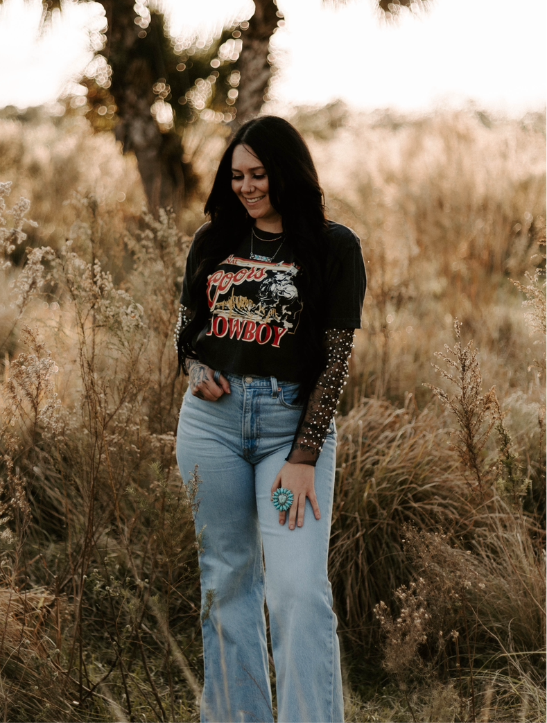 Beer Vintage Wash Crop Top