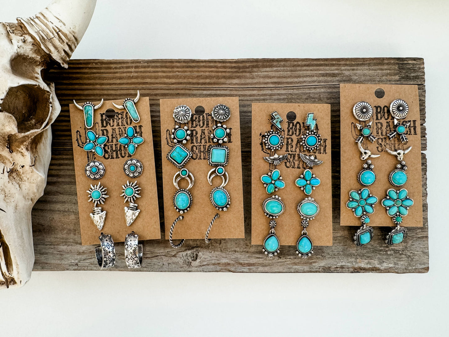 6 Pair Western Navajo Style Stud Earring Set