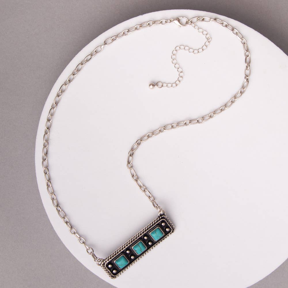 Western Rectangle Bar Concho Necklace
