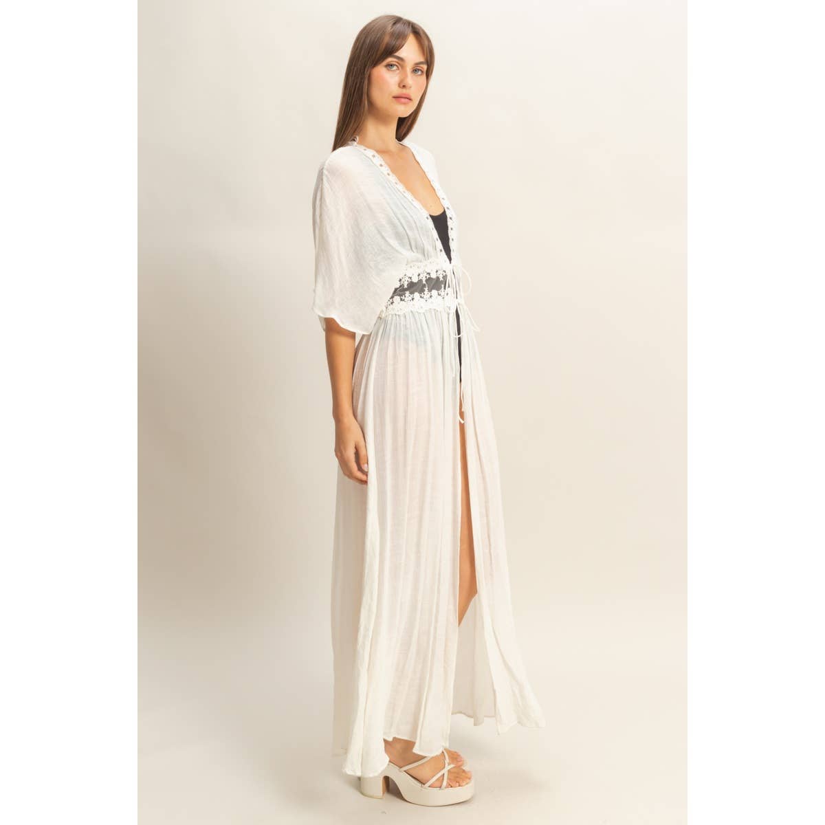 Boho Breeze Lace Long Duster