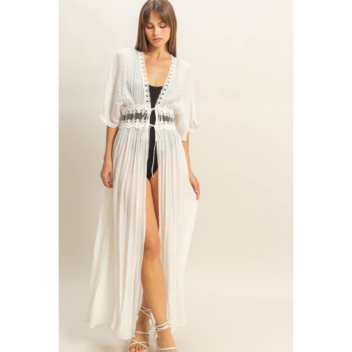 Boho Breeze Lace Long Duster
