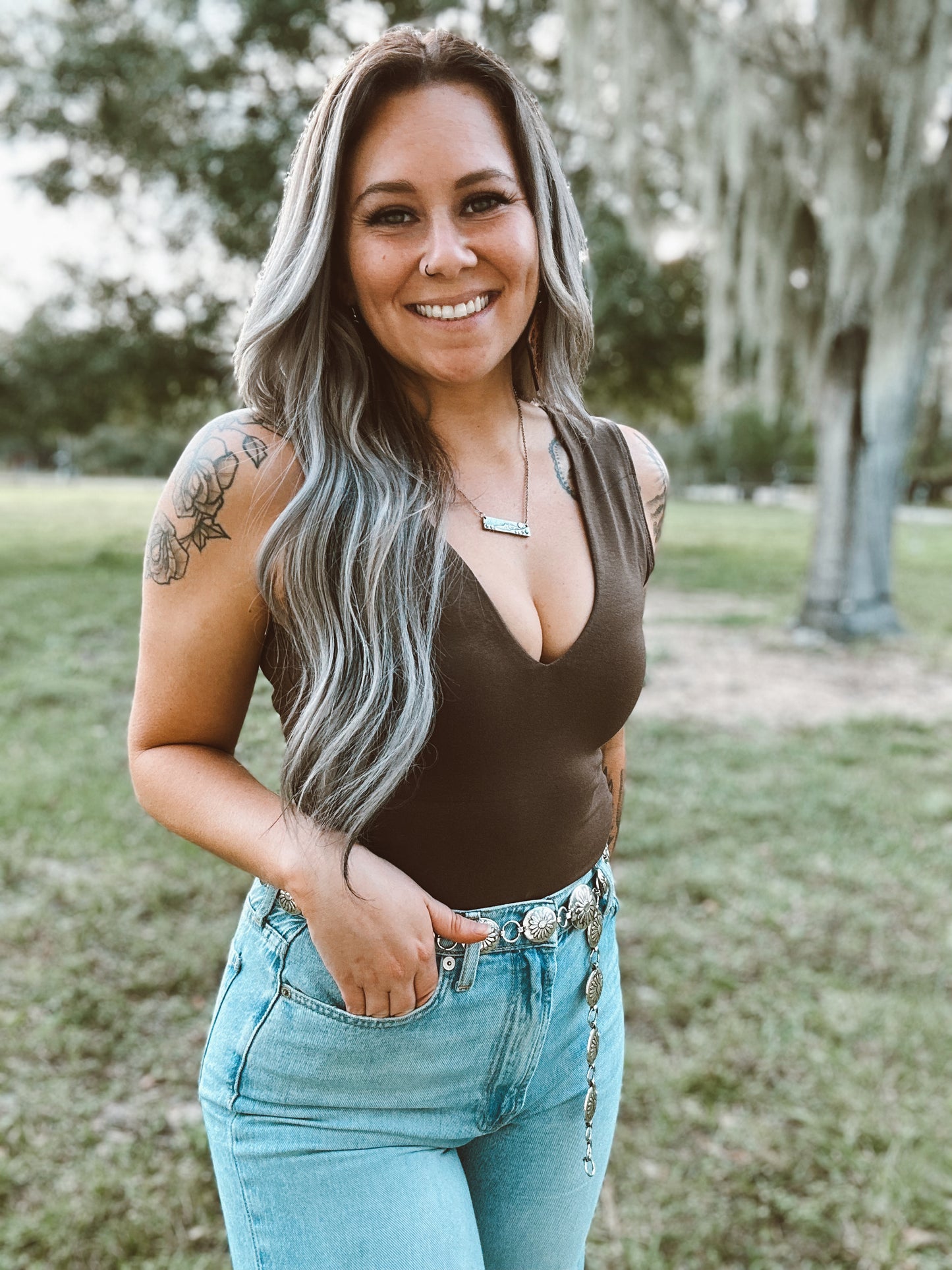 Devan's Deep V Tank Top Bodysuit