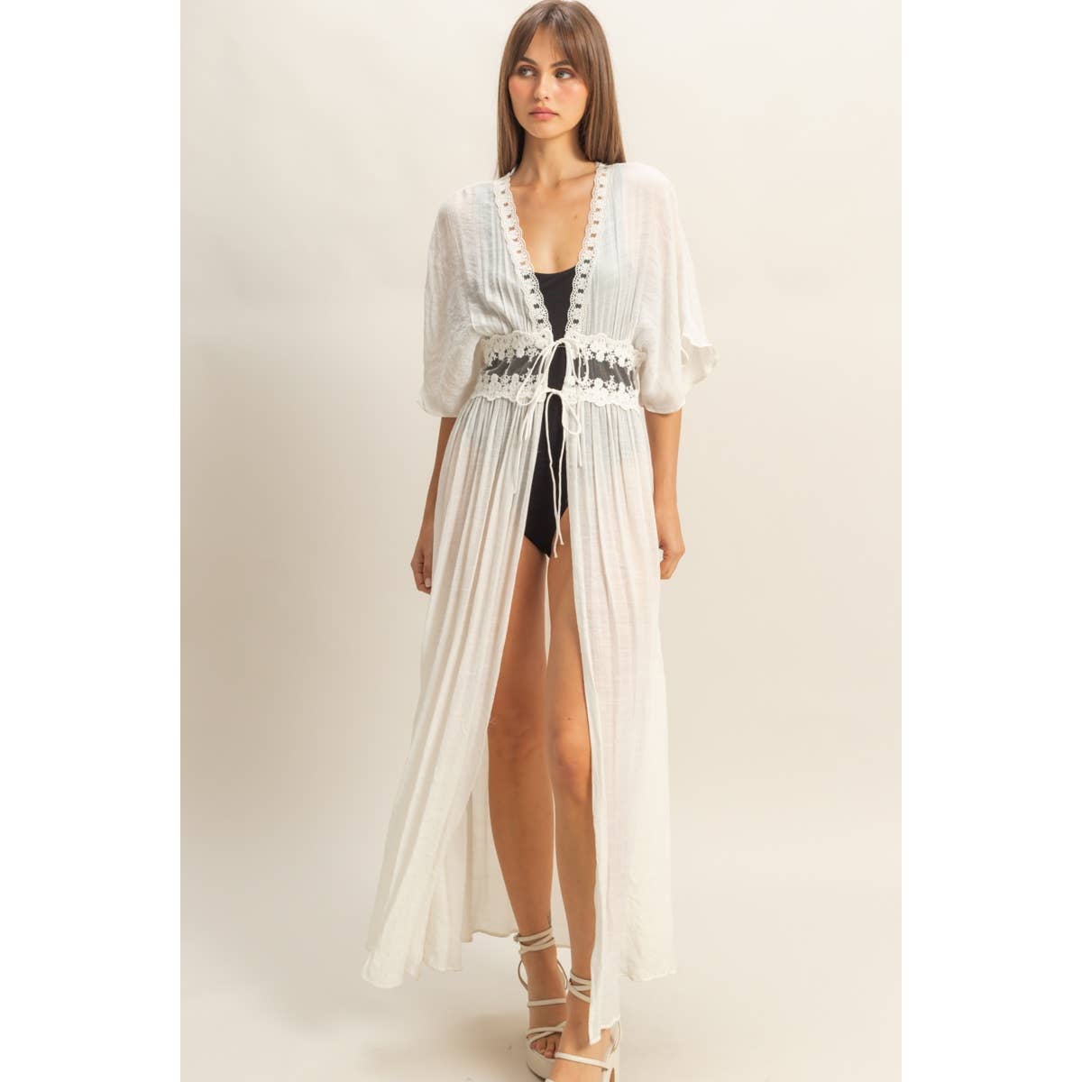 Boho Breeze Lace Long Duster