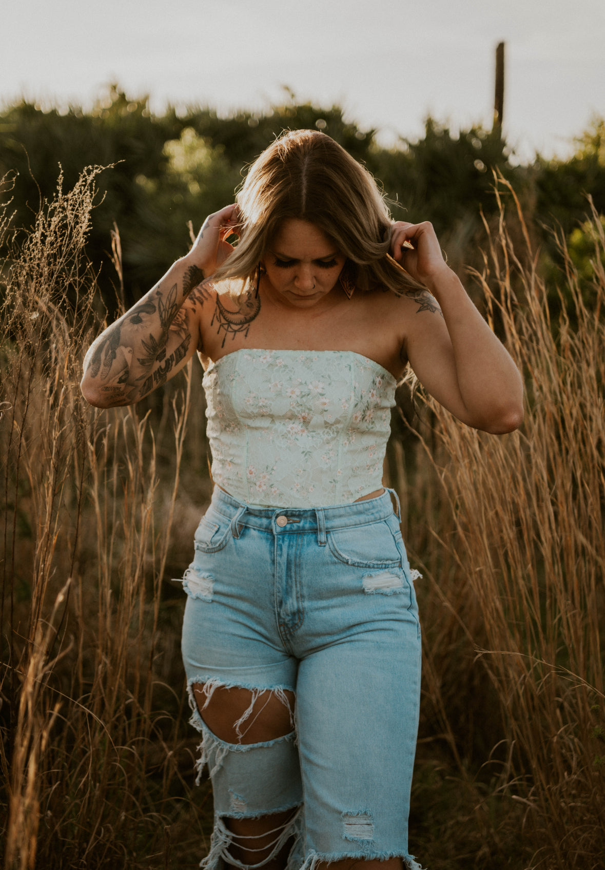 Cassidy's Floral Corset Crop Top