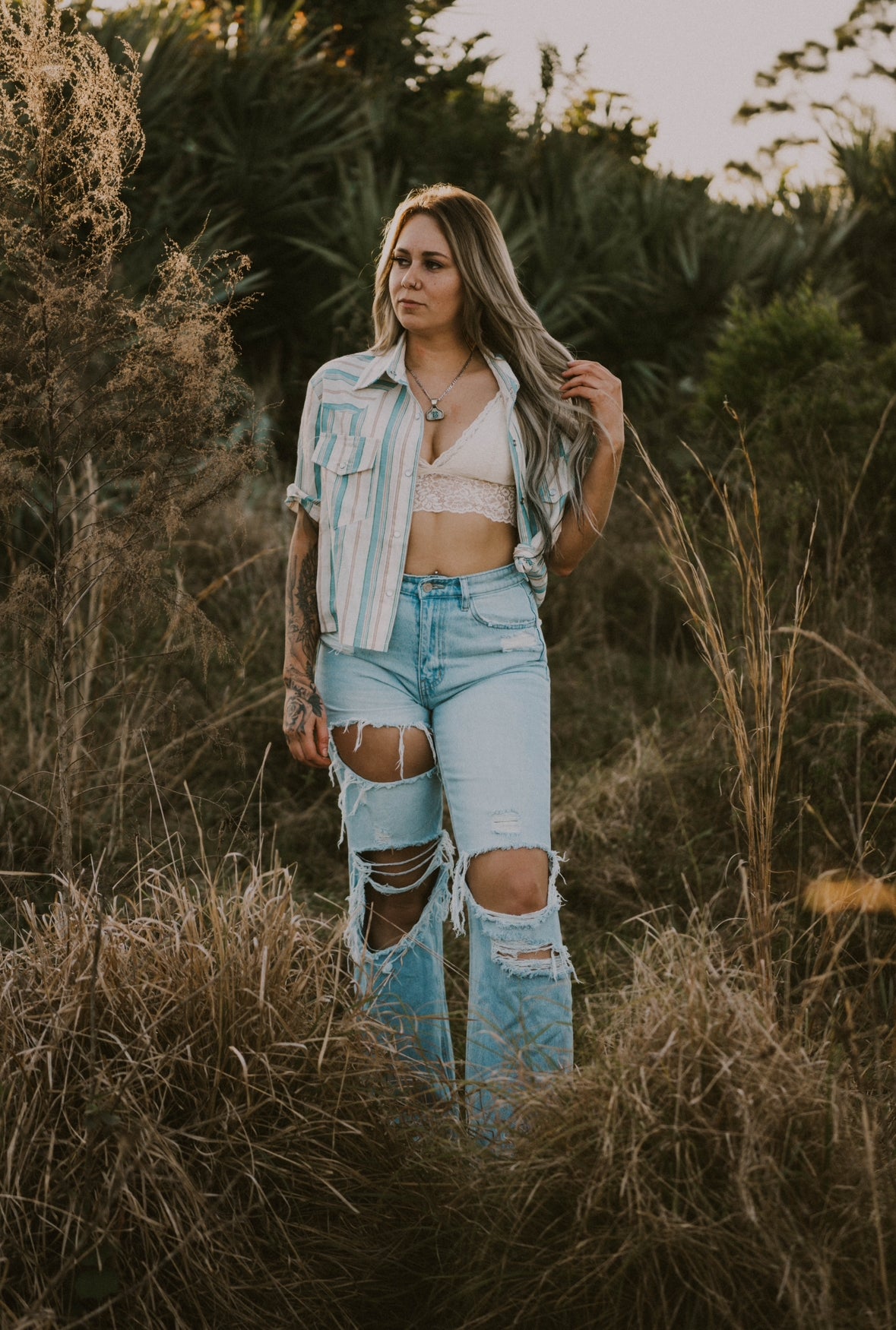 Lexi's Ivory Serape Pearl Snap Button Down Top