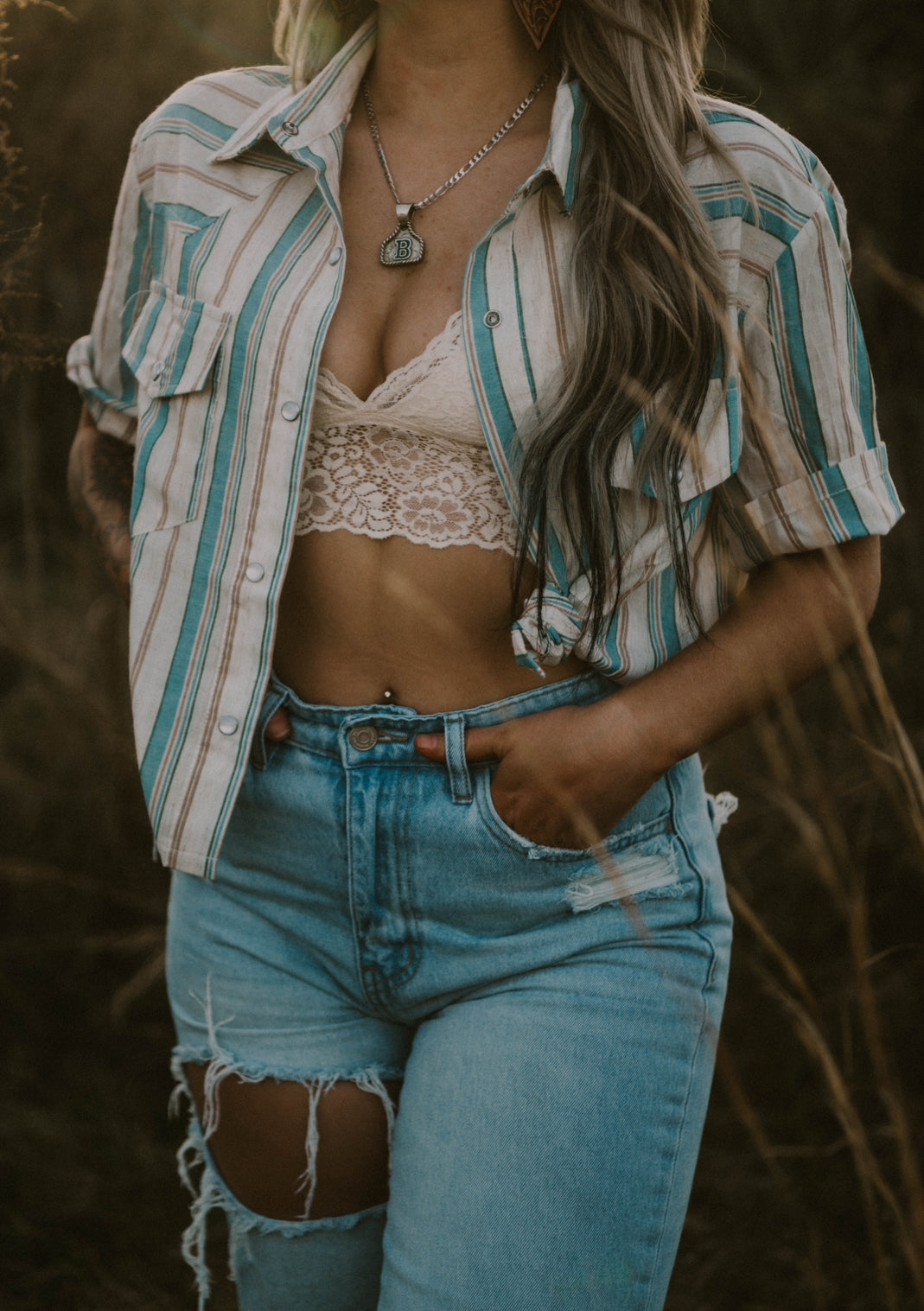 Lexi's Ivory Serape Pearl Snap Button Down Top
