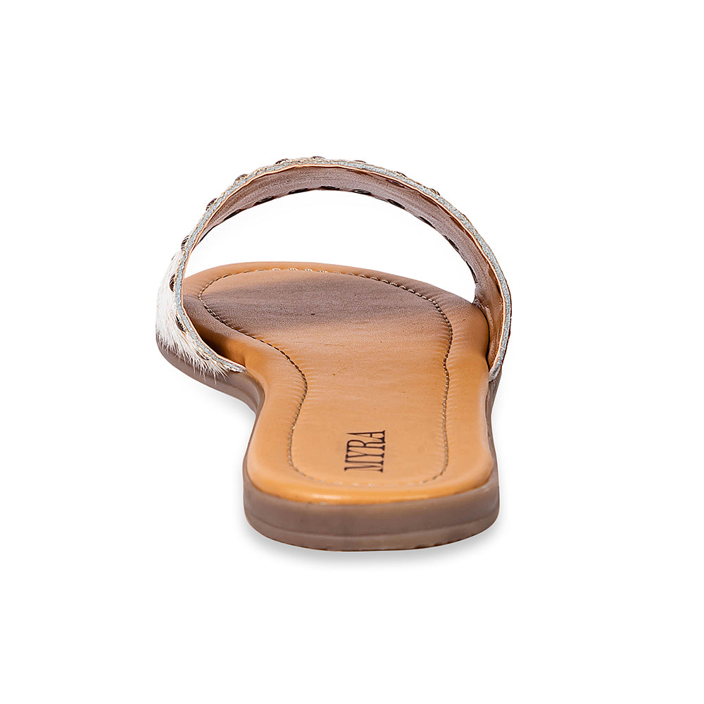 Light Hair-On Leather Flip Flops