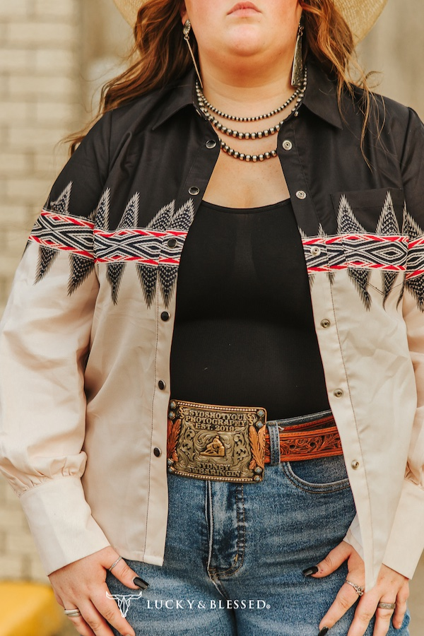 Saddie's Aztec Pearl Snap Plus Size