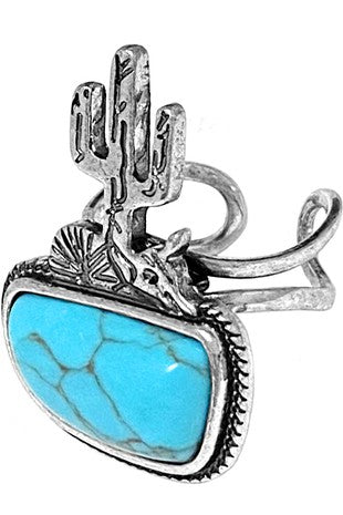 Western Aztec Cactus Cuff Ring