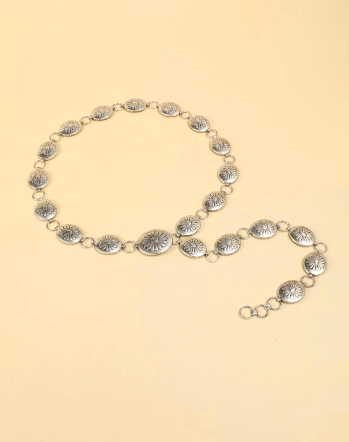 Oval Floral Chain Belt