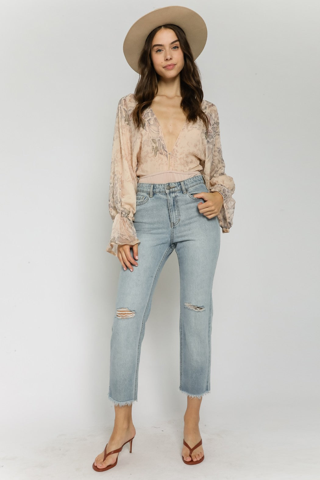 Jolene's Taupe Snake Open Back Bodysuit