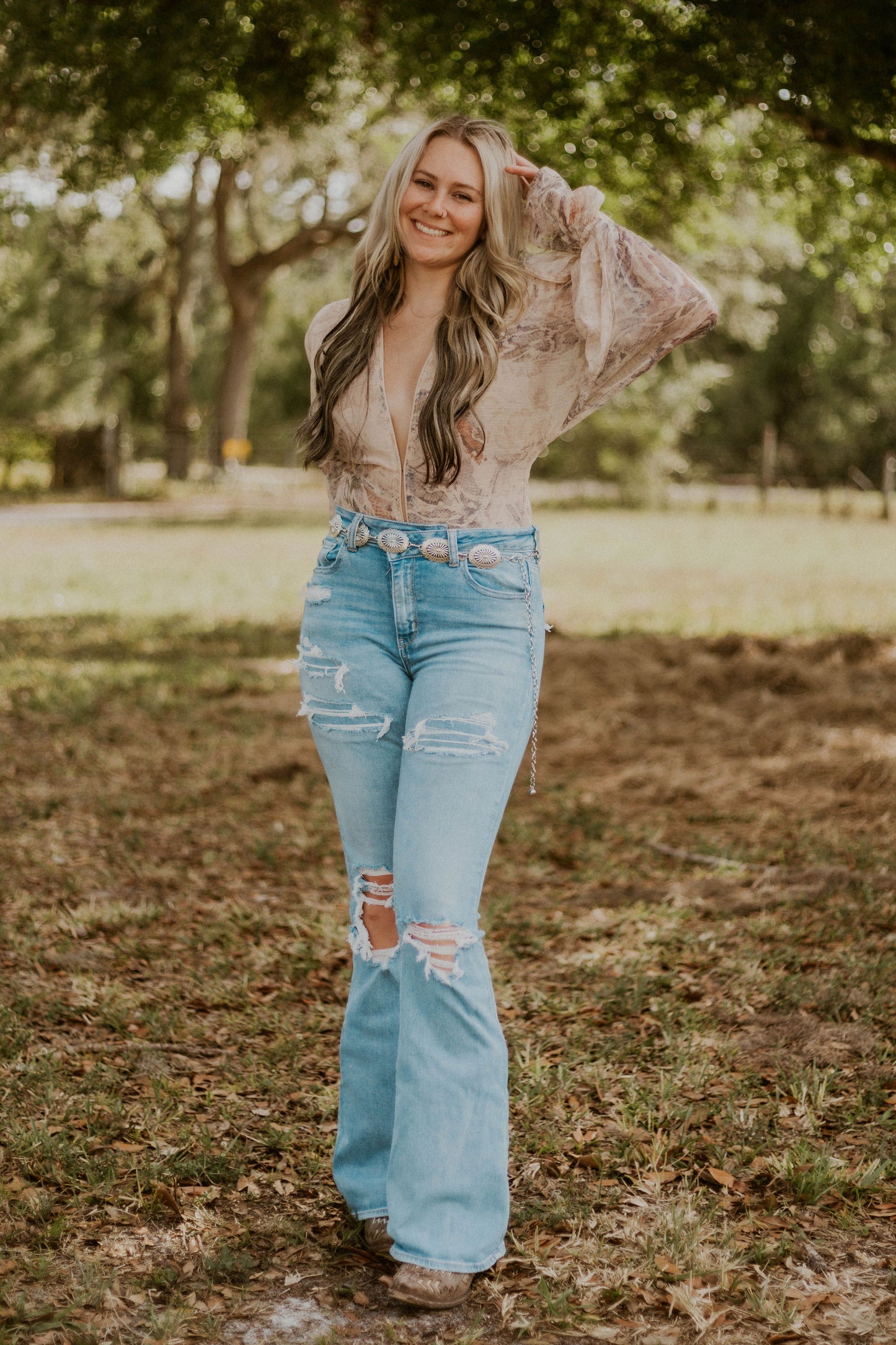 Jolene's Taupe Snake Open Back Bodysuit