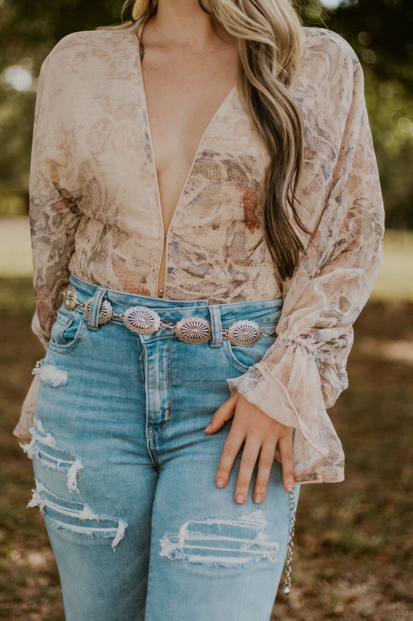 Jolene's Taupe Snake Open Back Bodysuit