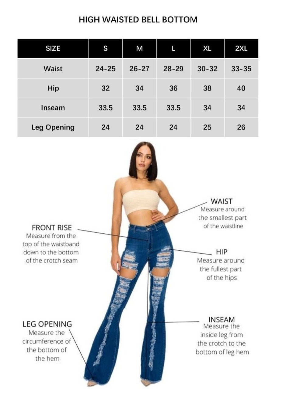 White High Waisted Bell Bottoms