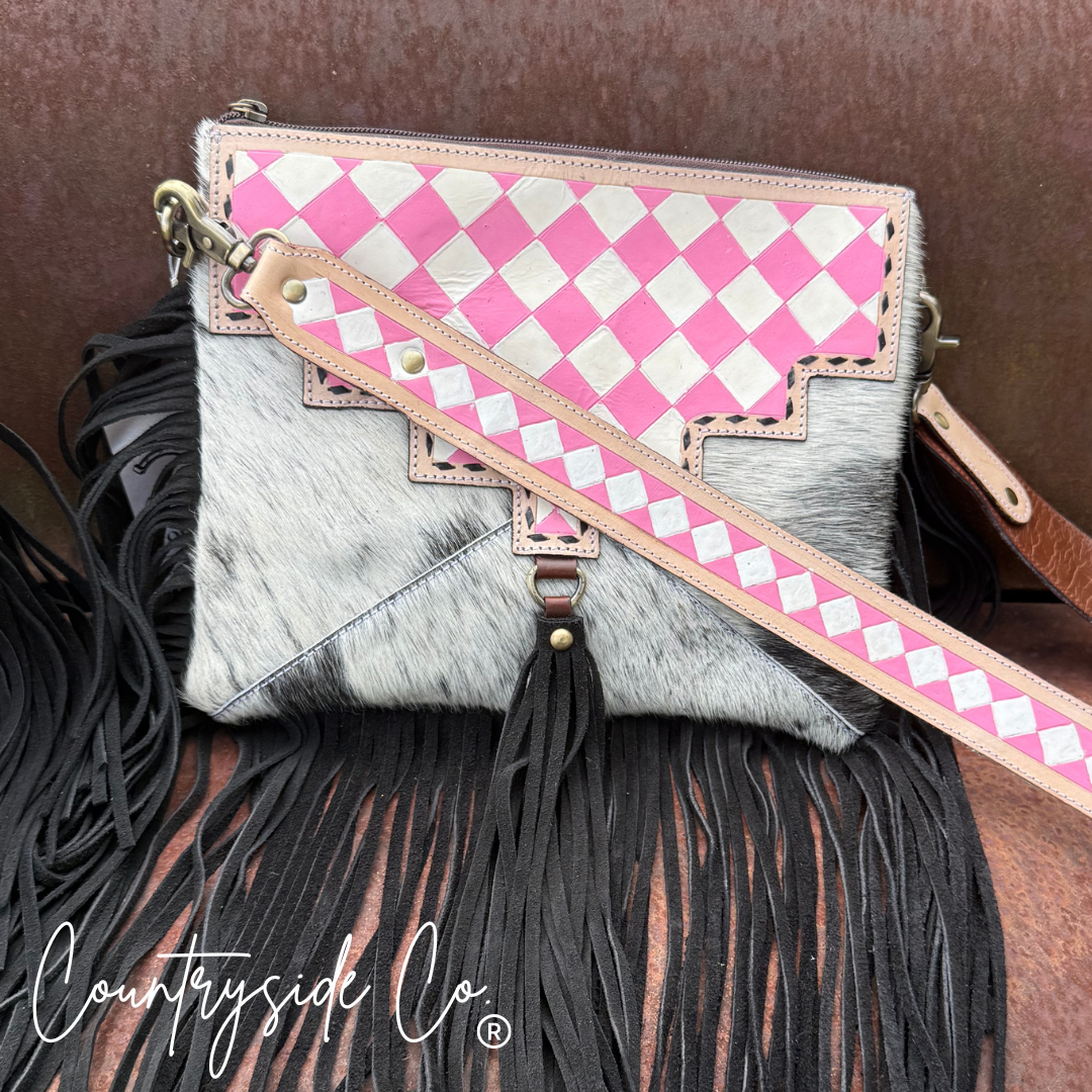 Western Dream Checkered Cowhide Purse