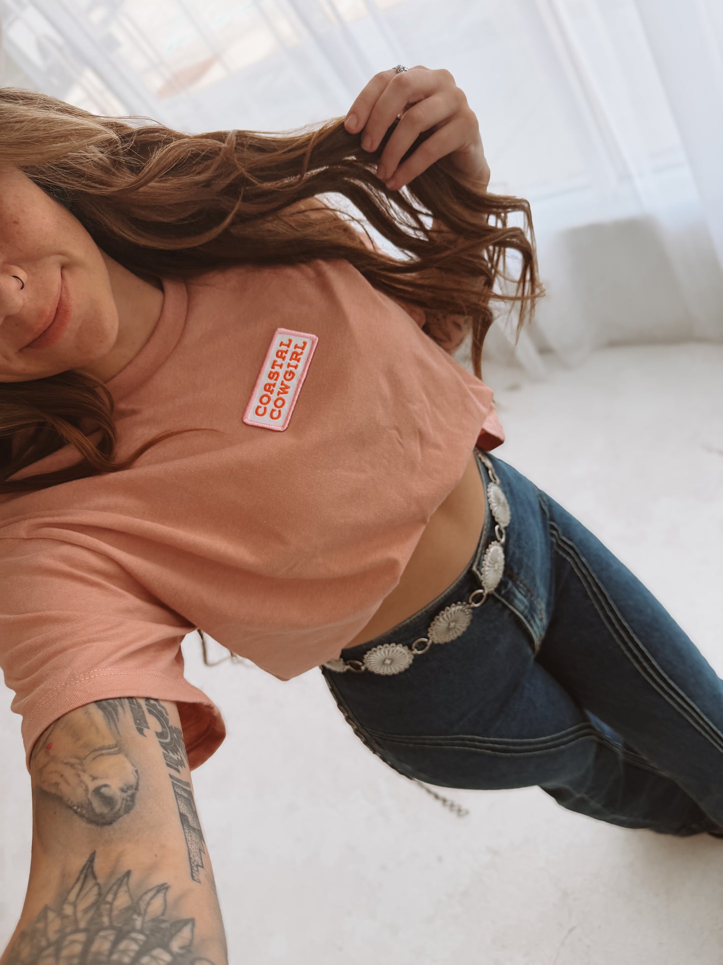 Coastal Cowgirl Patched Crop Top