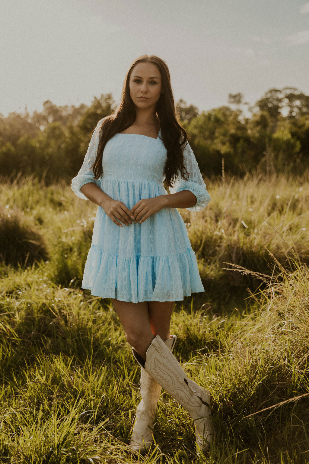 Something Blue Mini Babydoll Dress