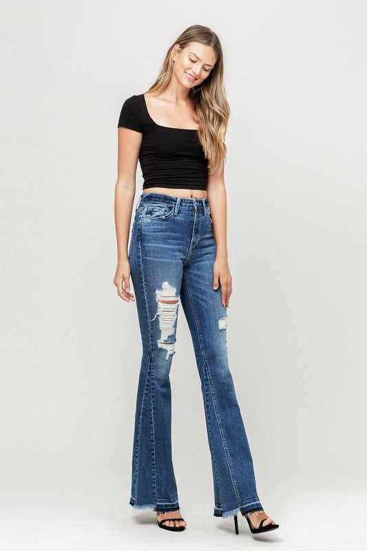 Michelle's High Rise Distressed Released Hem Flare