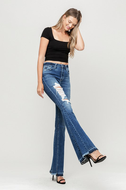 Michelle's High Rise Distressed Released Hem Flare