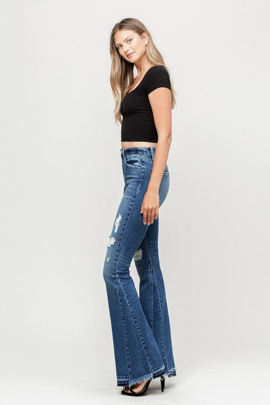 Michelle's High Rise Distressed Released Hem Flare