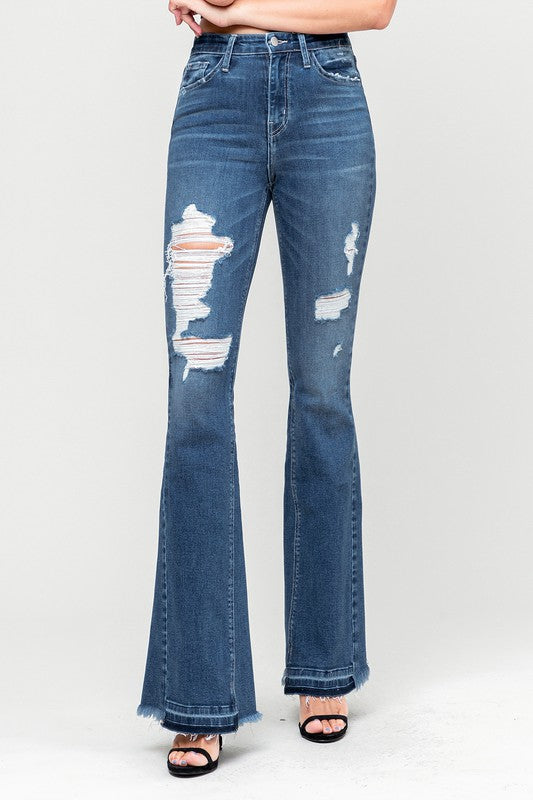 Michelle's High Rise Distressed Released Hem Flare