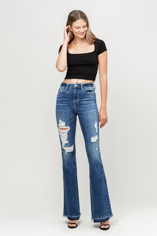 Michelle's High Rise Distressed Released Hem Flare