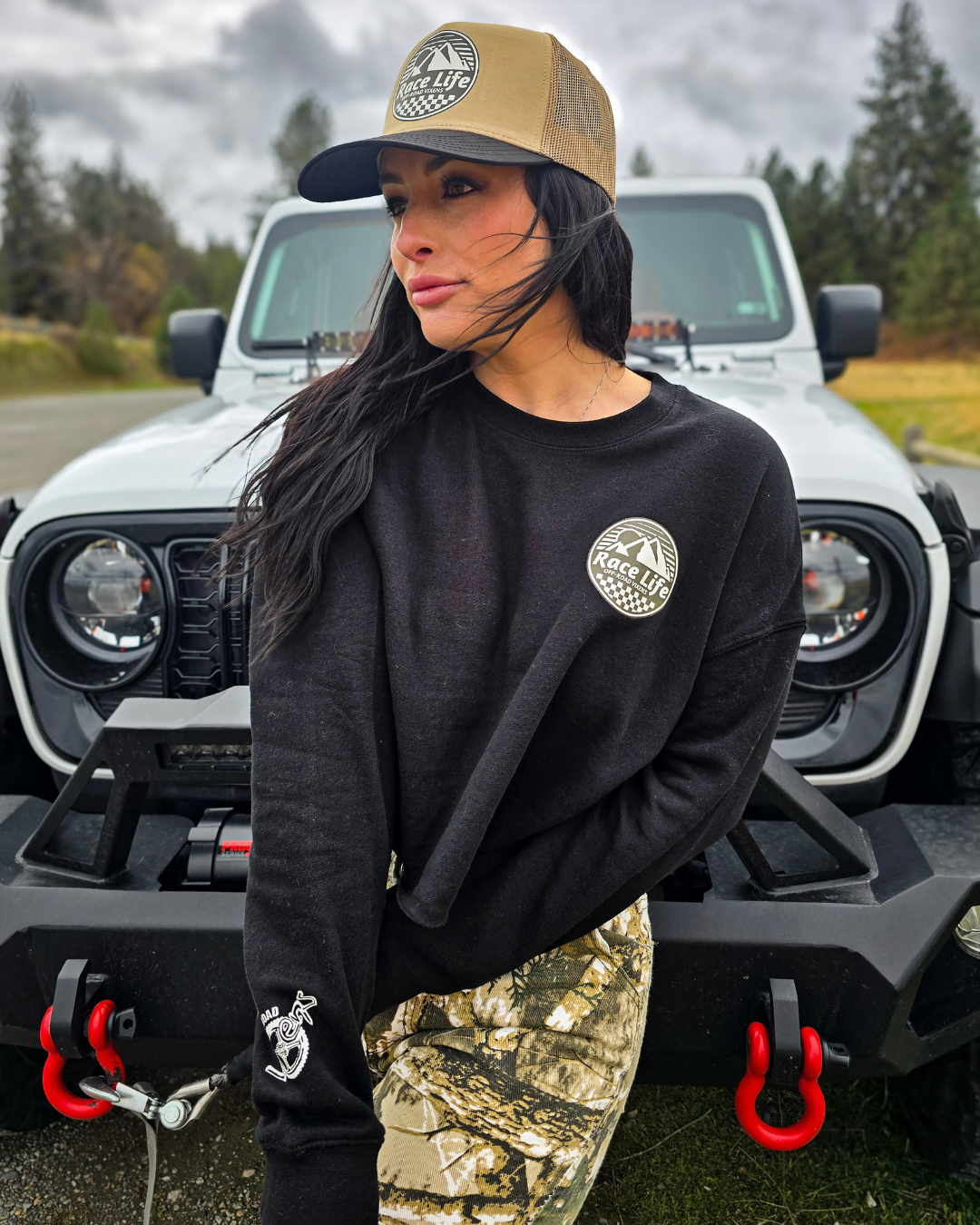 Race Life Cropped Pullover Sweatshirt