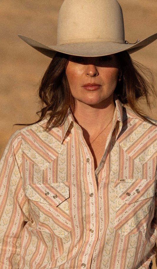 The Cowboygirl Blossom Pink Spurs Granddaddy Snap Shirt