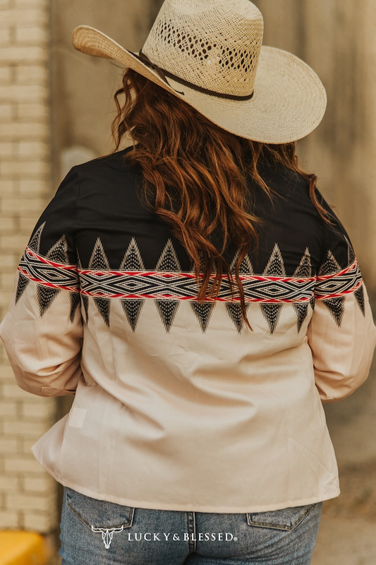 Saddie's Aztec Pearl Snap Plus Size