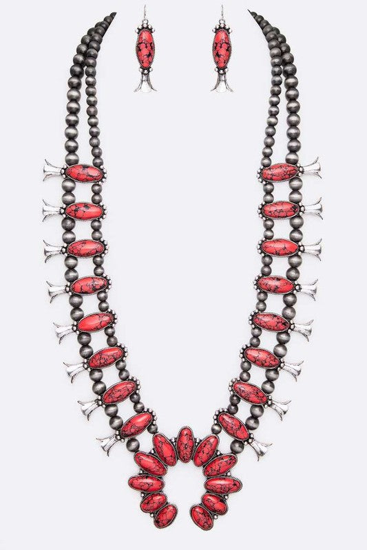 Squash Blossom Statement Western Necklace Set