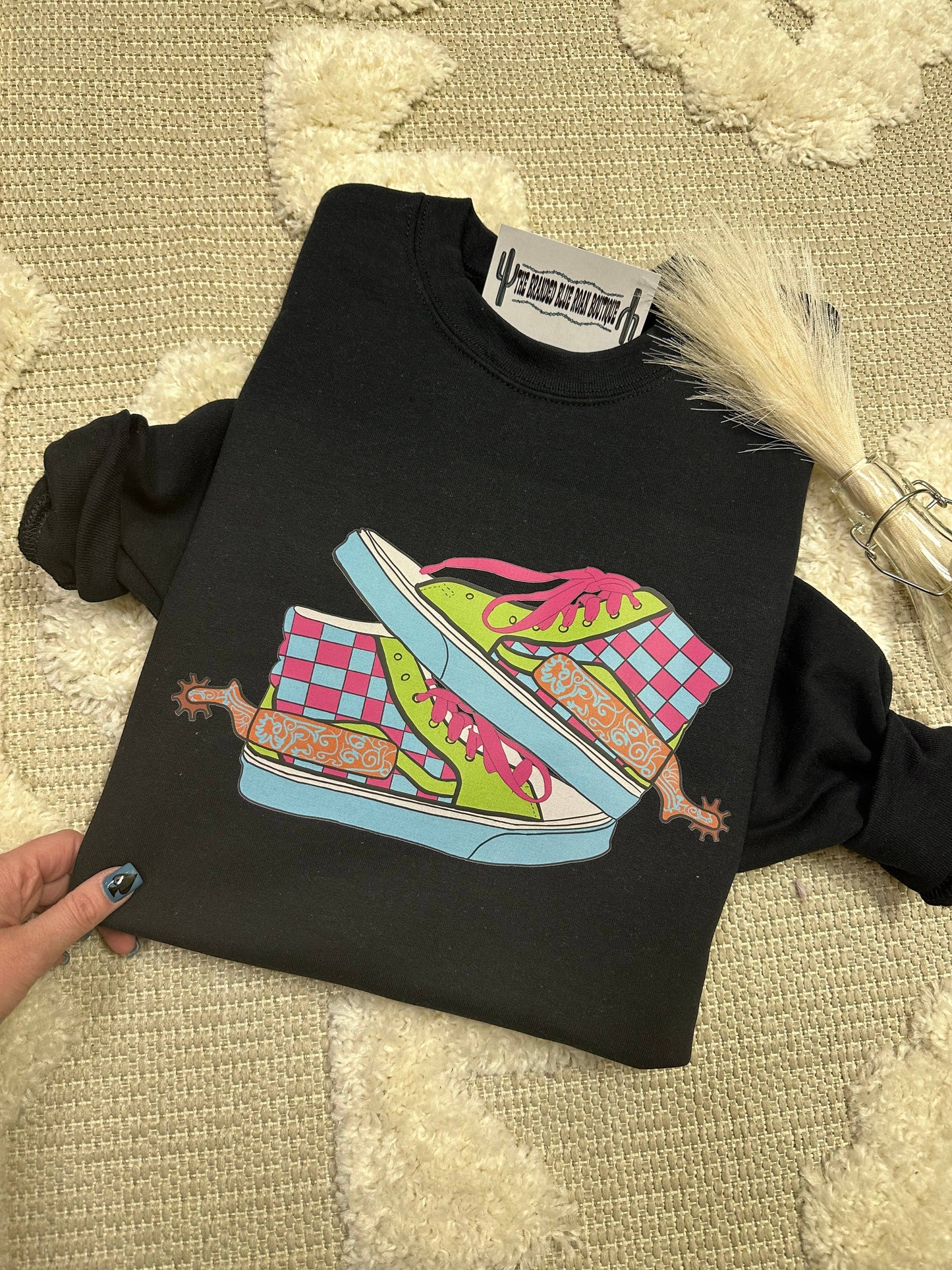 Neon off the wall Western Graphic Tee/Crew Pullover