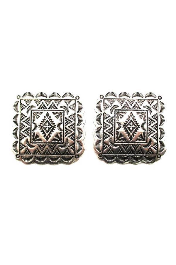 Western Concho Post Earrings