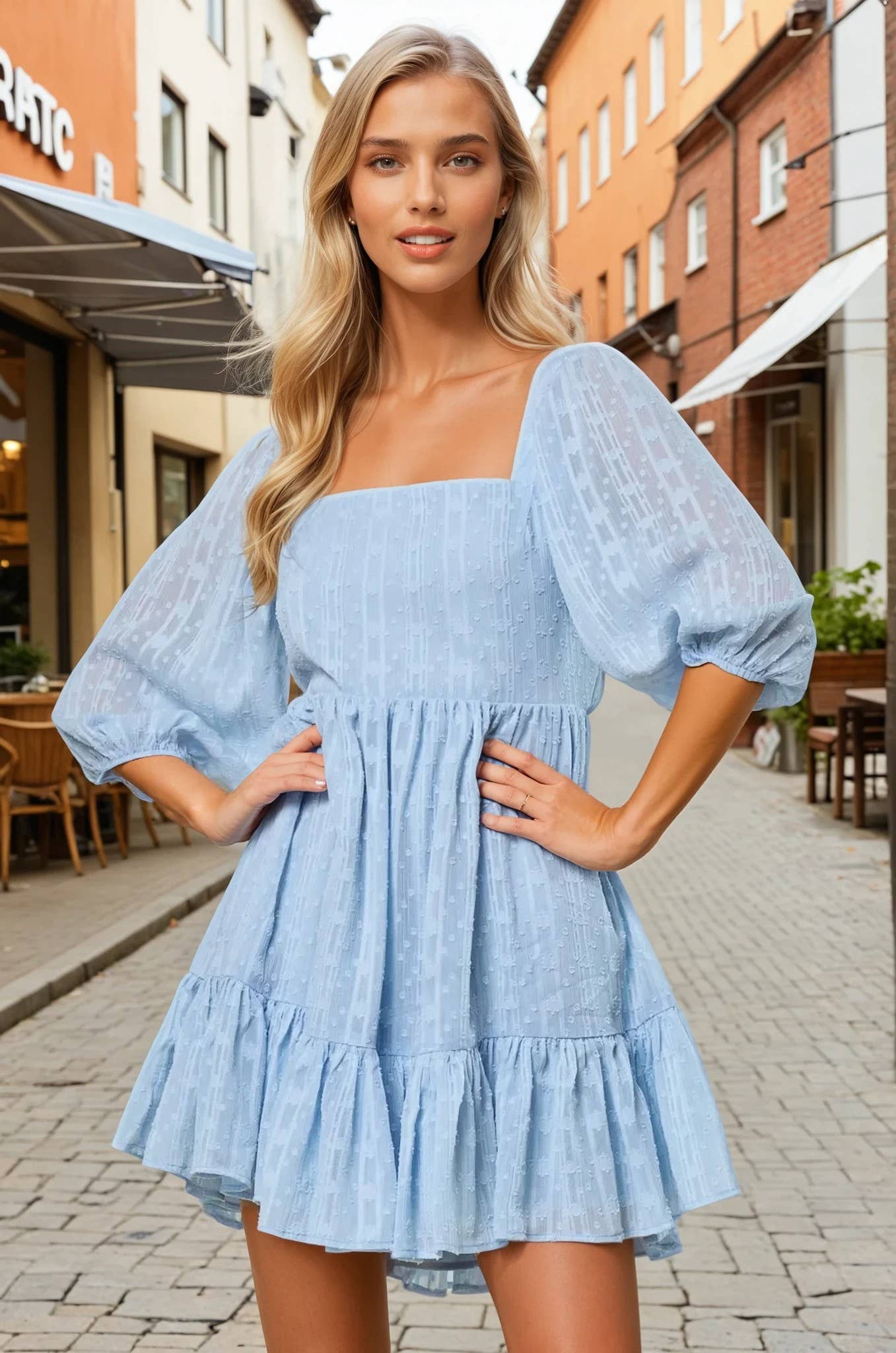 Something Blue Mini Babydoll Dress