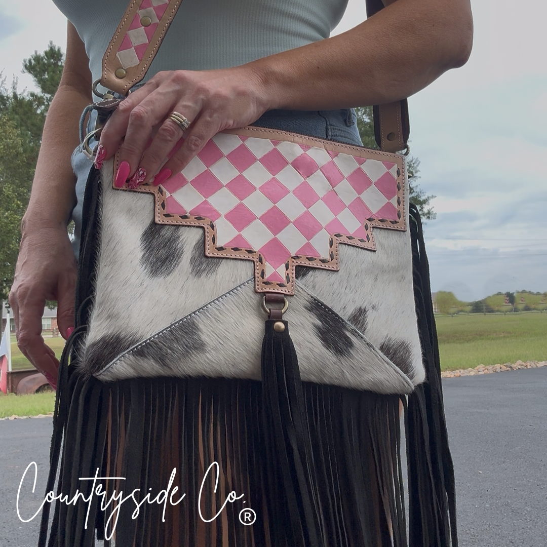 Western Dream Checkered Cowhide Purse