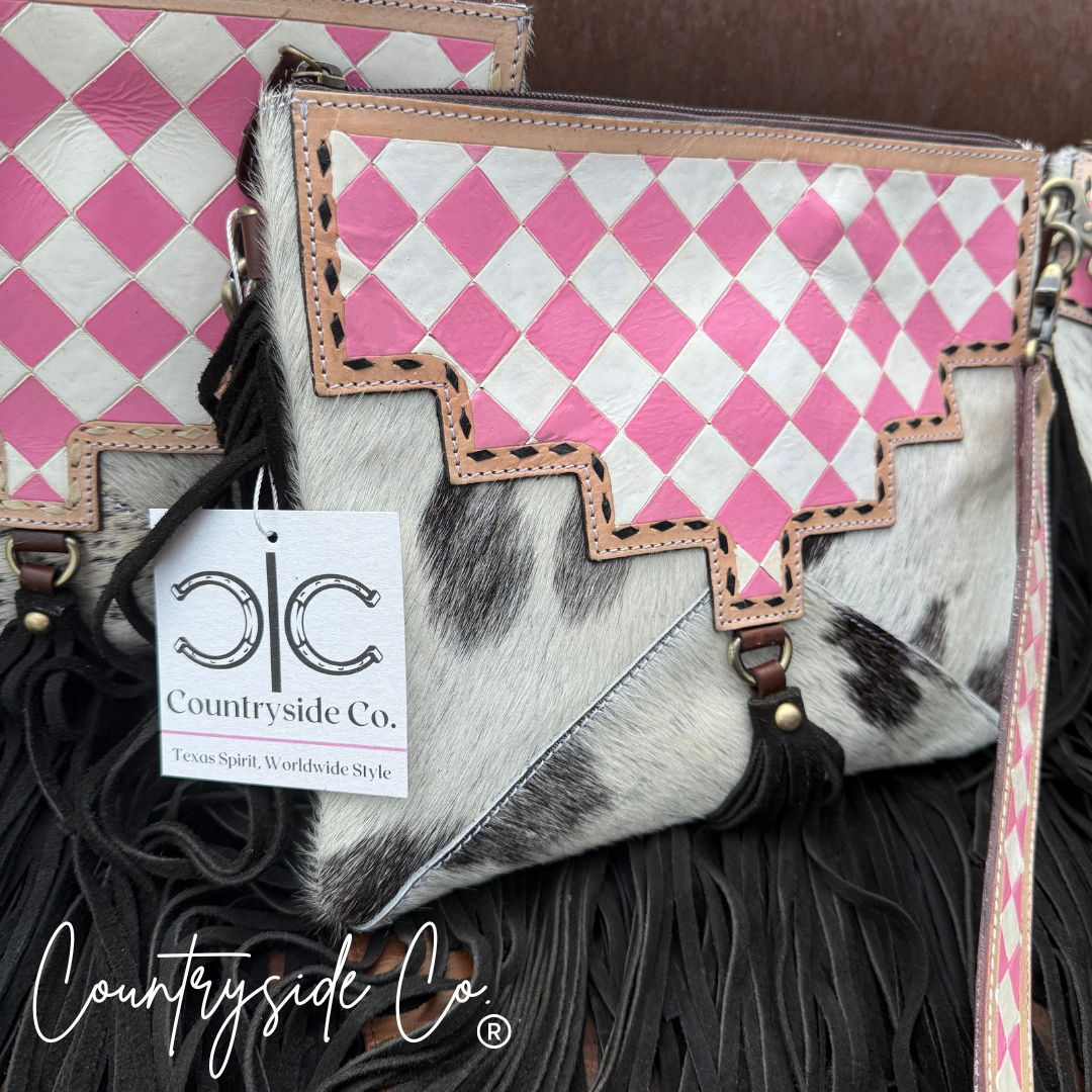 Western Dream Checkered Cowhide Purse