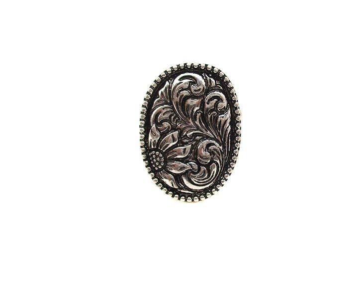 Western Flower Tooled Cuff Ring