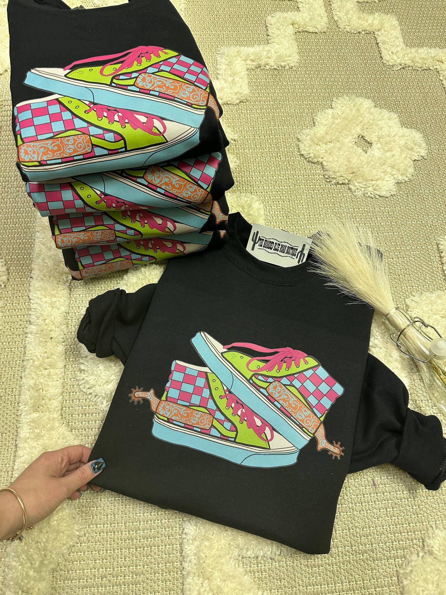 Neon off the wall Western Graphic Tee/Crew Pullover