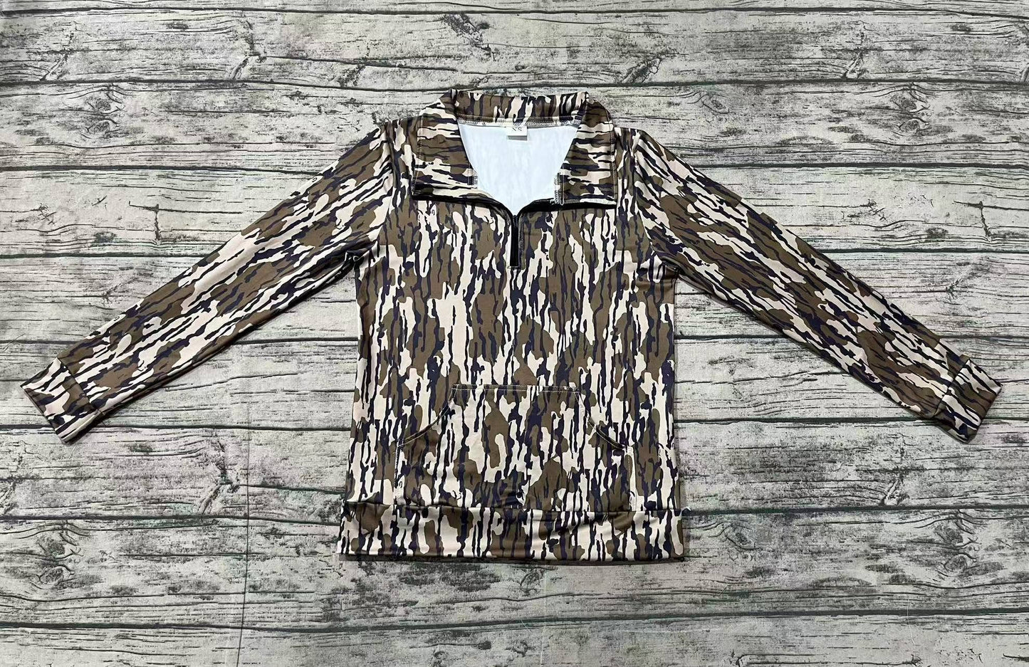 Bottomland Camo Long Sleeve Tee Shirt Zip Up Jacket