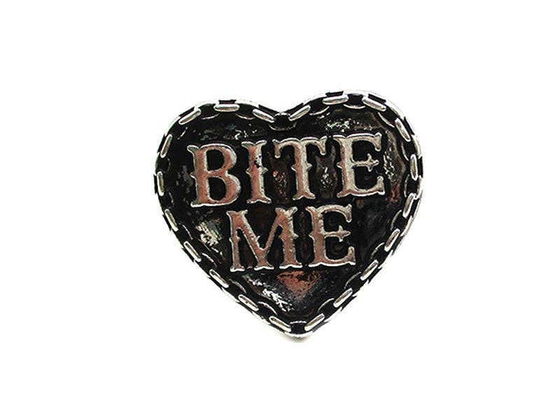 Western Heart Bite Me Engraved Cuff Ring