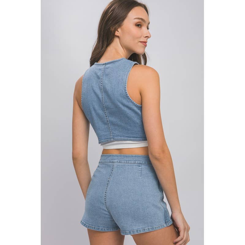 Linsey's Denim Buttoned Vest Top