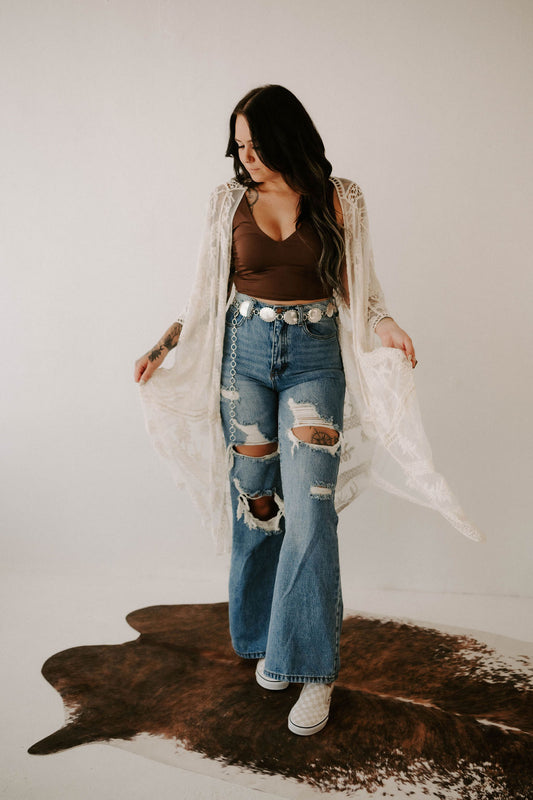 Whimsy + Lace Kimono - Natural