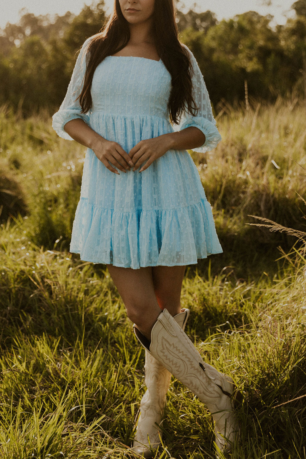 Something Blue Mini Babydoll Dress