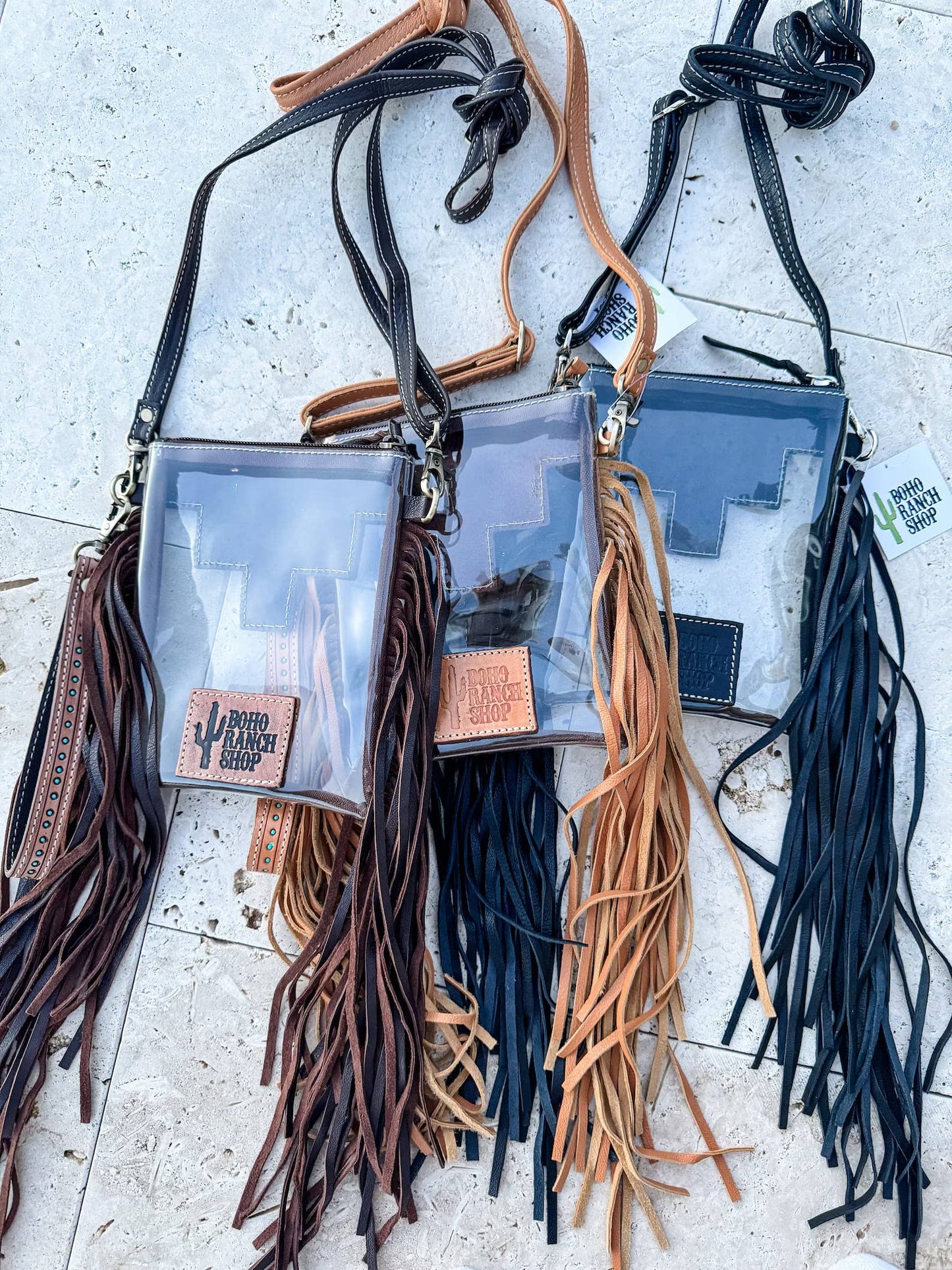 Hand Tooled Clear Crossbody Concert bag