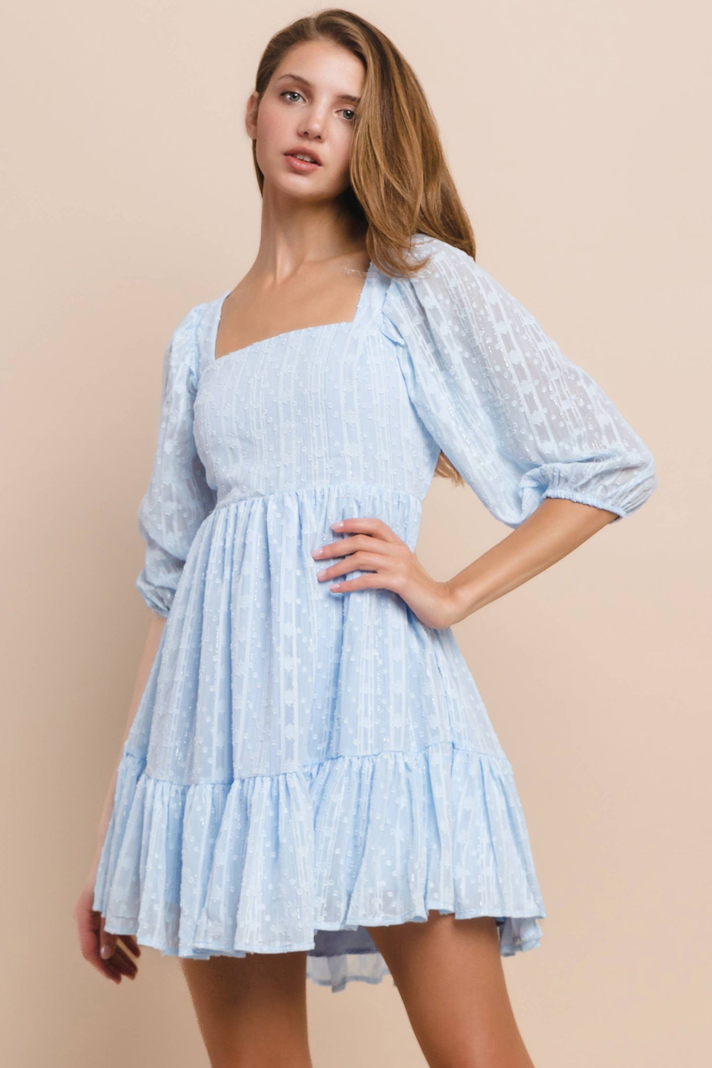 Something Blue Mini Babydoll Dress