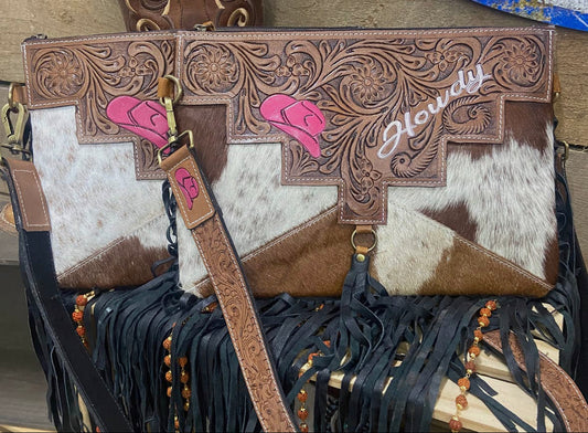 Pink Cowgirl Cowhide Fringe Purse LIMITED EDITION
